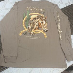 Simply Southern Brown Long Sleeve Tee with Graphic Design